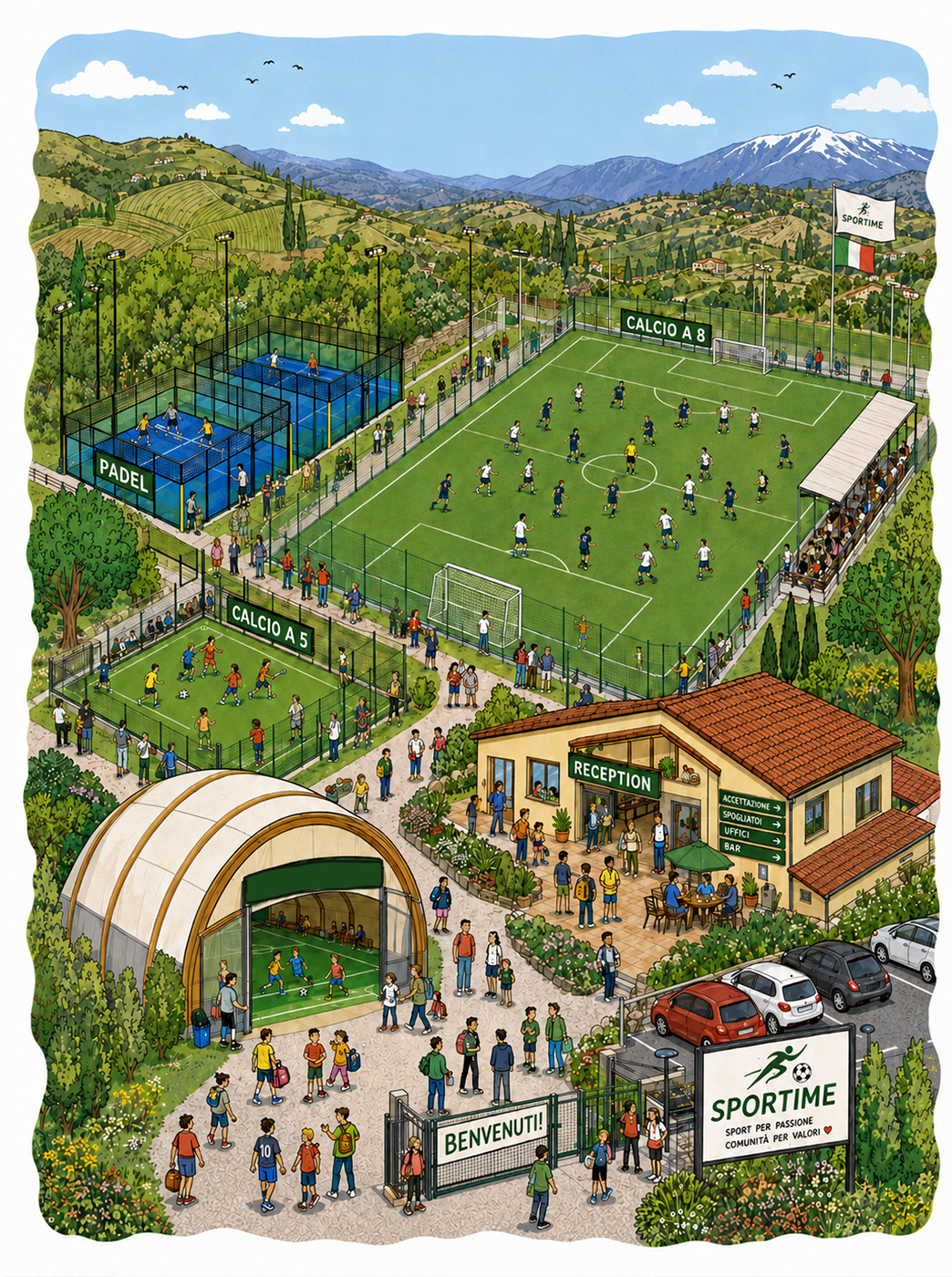Centro Sportime a San Marco Argentano con campi da calcio e padel