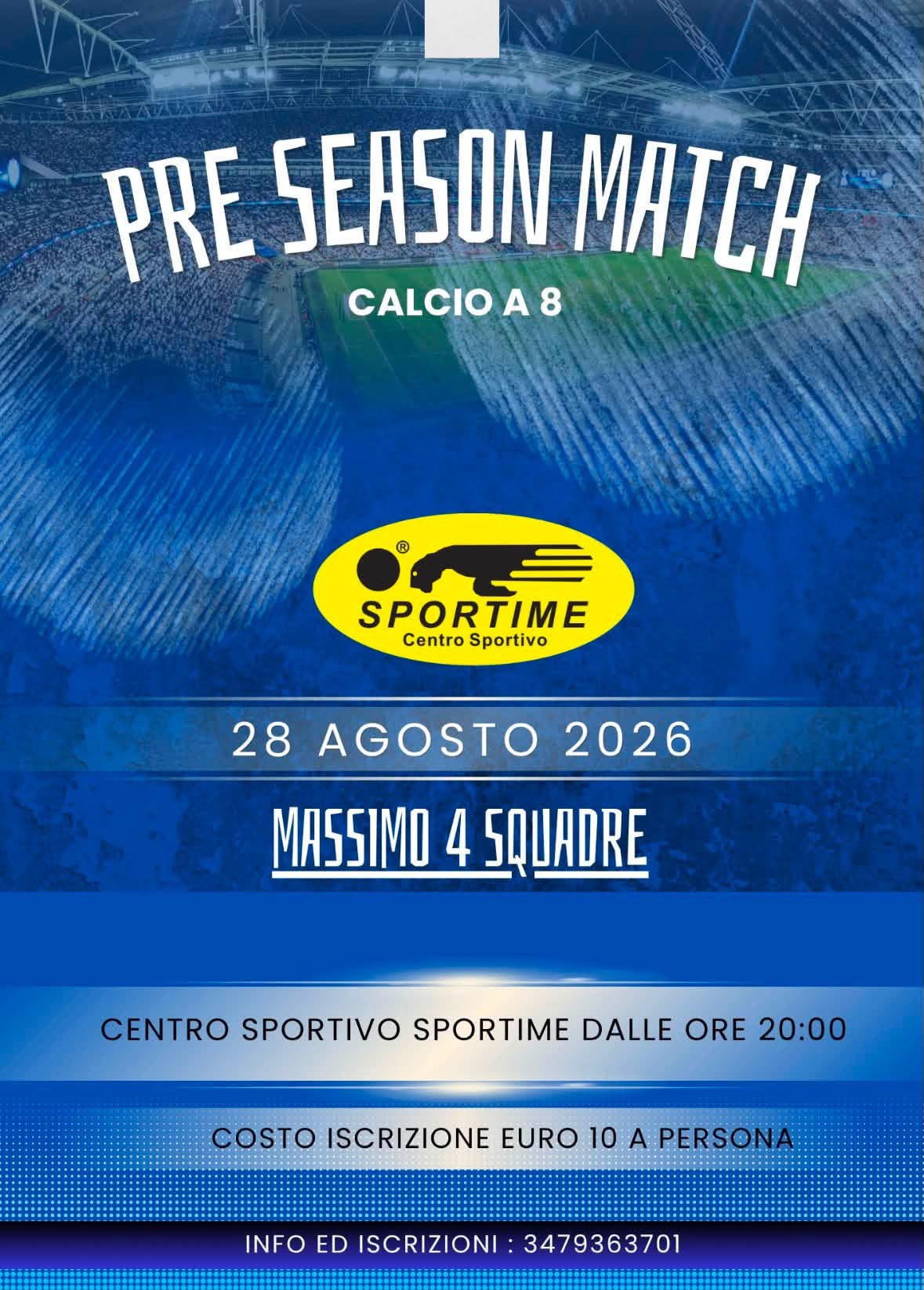 Pre Season Match 2026: torneo di calcio a 8 allo Sportime