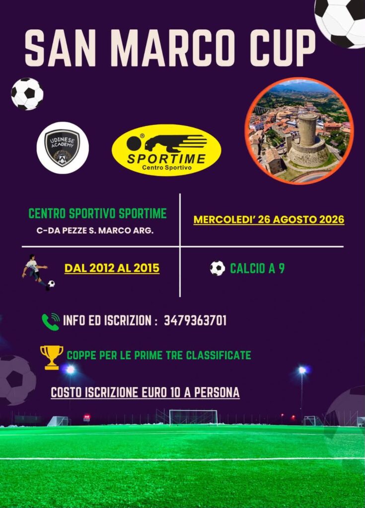 San Marco Cup 2026 torneo di calcio a 9 al Centro Sportivo Sportime